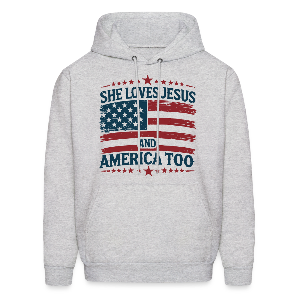 She Loves Jesus and America Too Hoodie - ash 