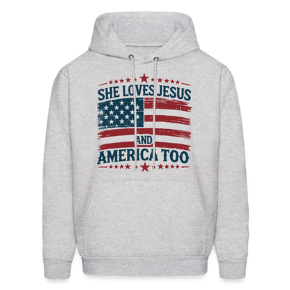 She Loves Jesus and America Too Hoodie - ash 