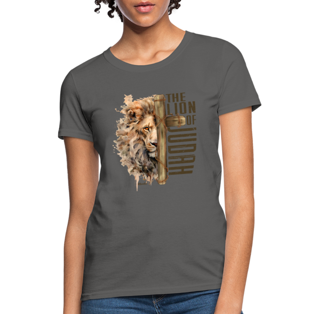 The Lion of Judah Women's T-Shirt - Color: charcoal