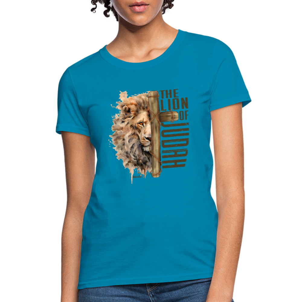 The Lion of Judah Women's T-Shirt - Color: turquoise