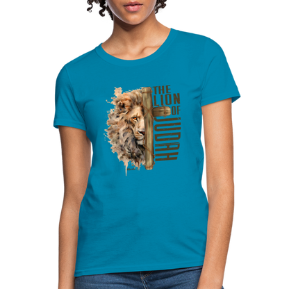 The Lion of Judah Women's T-Shirt - Color: turquoise