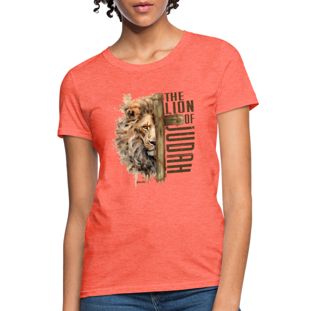 The Lion of Judah Women's T-Shirt - Color: heather coral