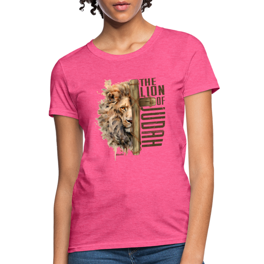 The Lion of Judah Women's T-Shirt - Color: heather pink