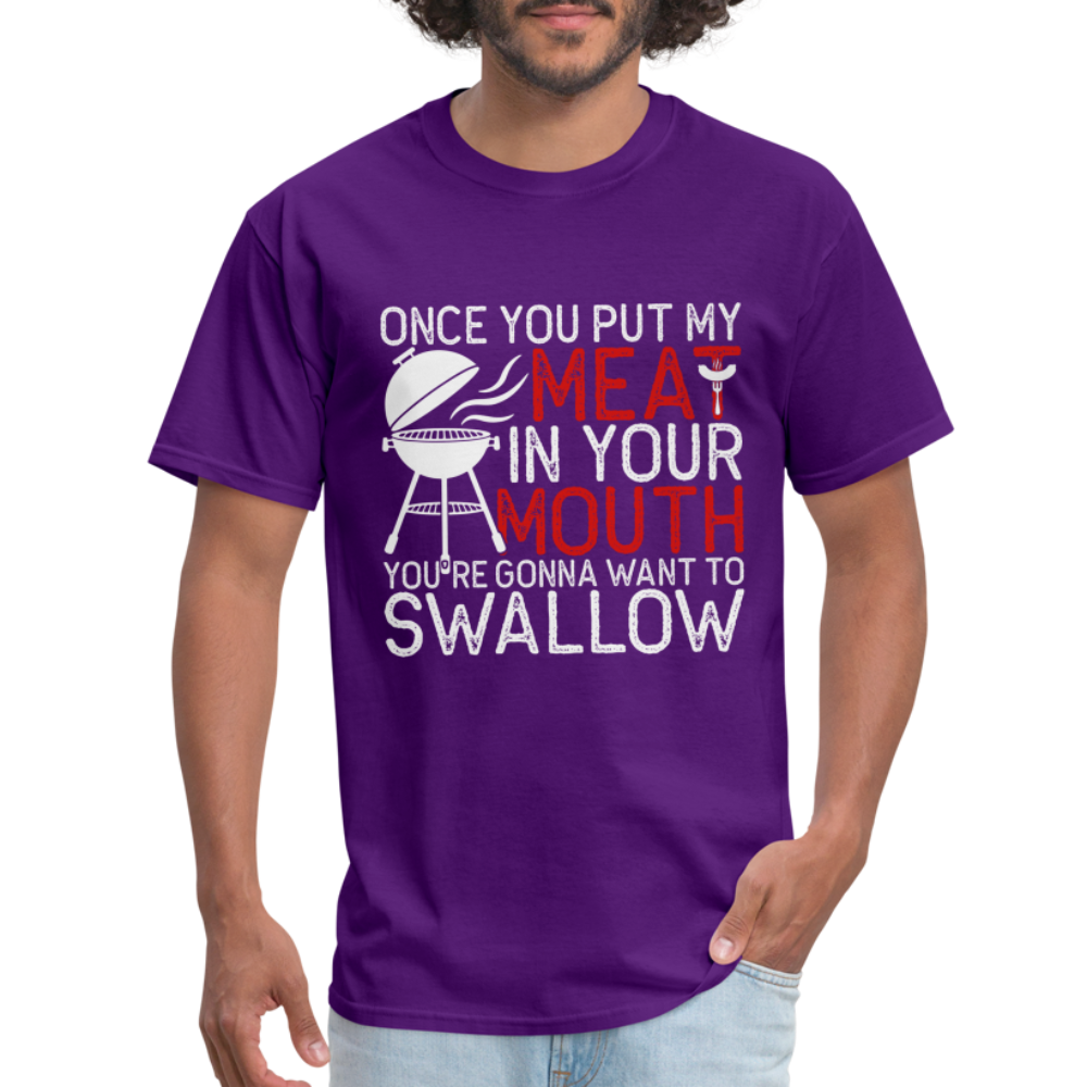 My Meat In Your Mouth T-Shirt (BBQ Humor) - purple