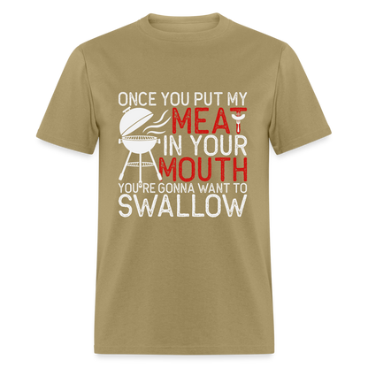 My Meat In Your Mouth T-Shirt (BBQ Humor) - Color: heather black