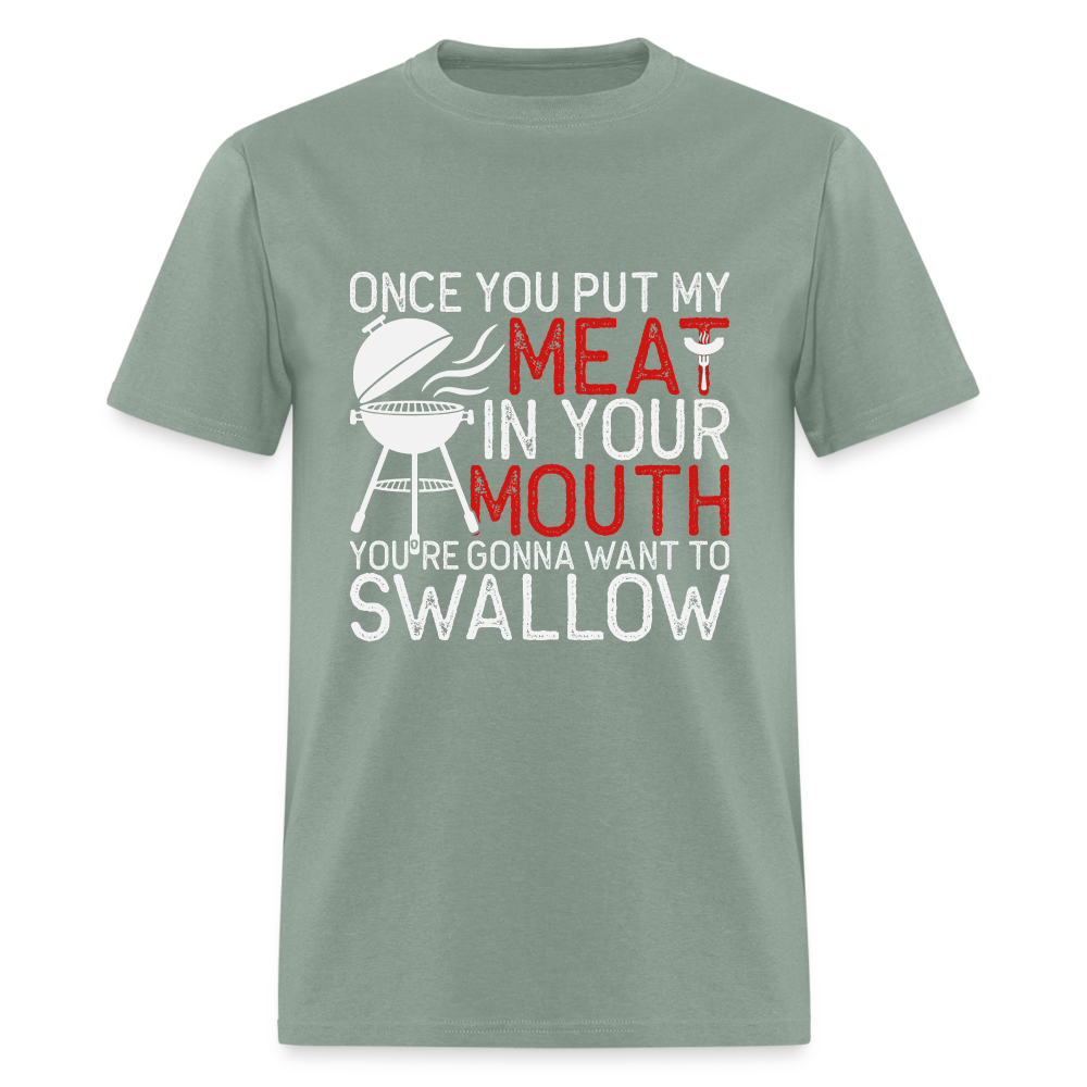 My Meat In Your Mouth T-Shirt (BBQ Humor) - Color: heather black