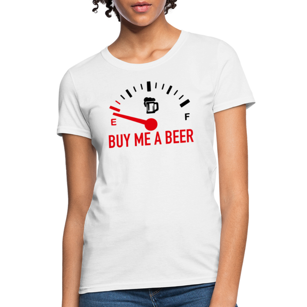 Buy Me a Beer Women's T-Shirt (Funny Drinking Tee) - Color: white