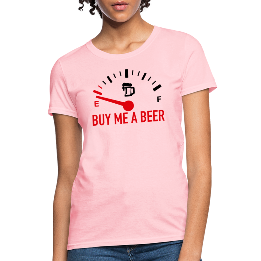 Buy Me a Beer Women's T-Shirt (Funny Drinking Tee) - Color: pink