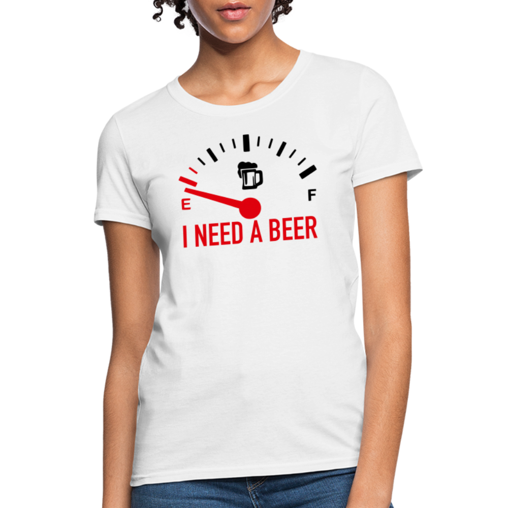 I Need a Beer Women's T-Shirt (Funny Drinking Tee) - Color: pink