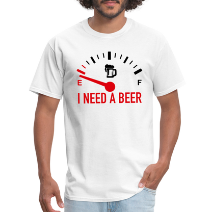 I Need a Beer T-Shirt (Funny Drinking Tee) - Color: white