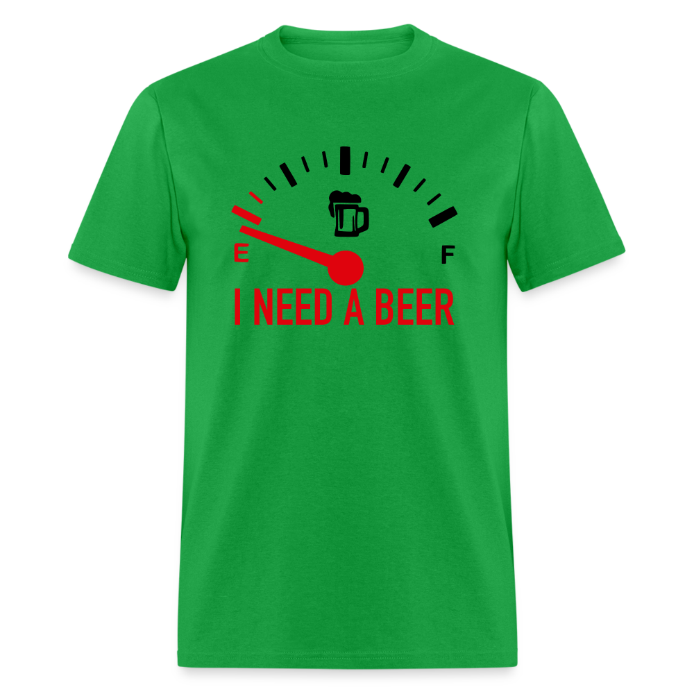 I Need a Beer T-Shirt (Funny Drinking Tee) - Color: bright green