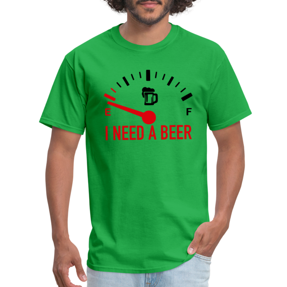 I Need a Beer T-Shirt (Funny Drinking Tee) - Color: heather gray