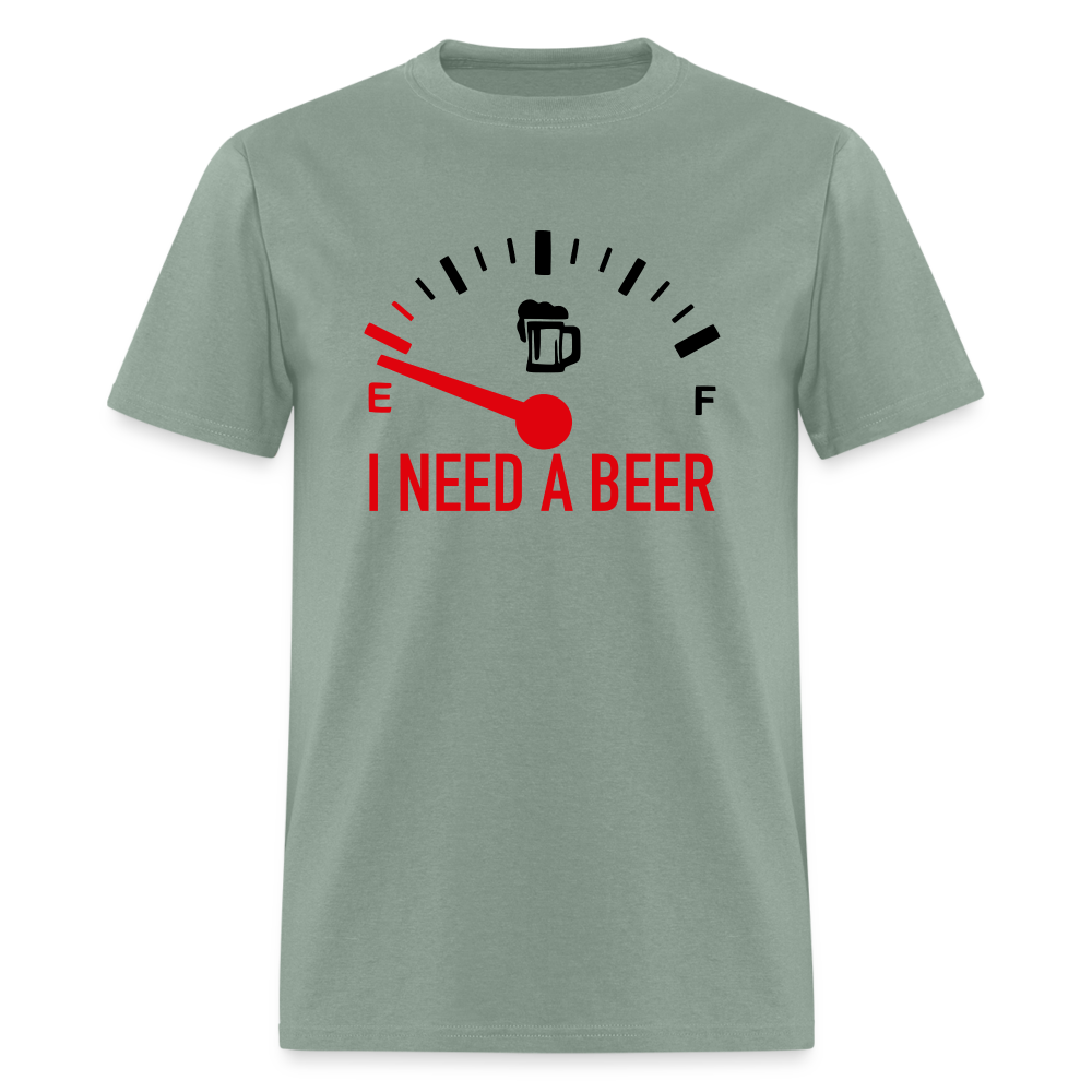 I Need a Beer T-Shirt (Funny Drinking Tee) - Color: heather gray