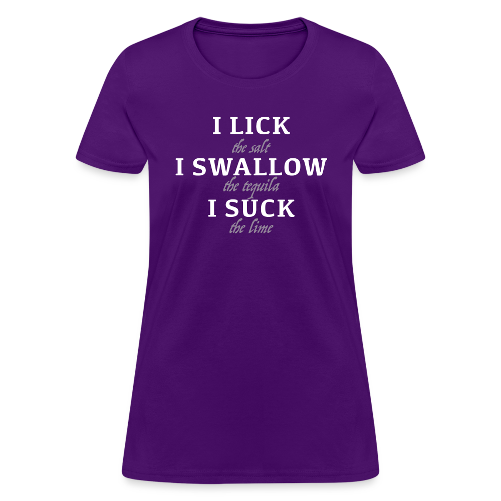 I Lick I Swallow I Suck (Tequila) Women's T-Shirt - Color: heather black