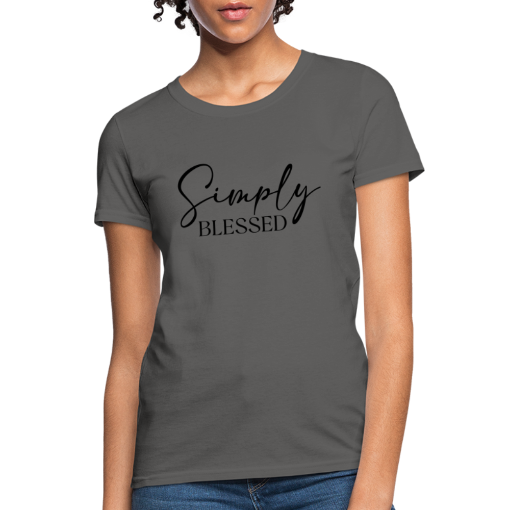 Simply Blessed Women's T-Shirt - Color: charcoal