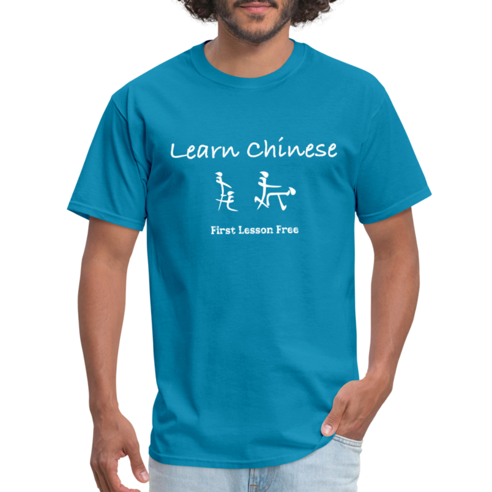 Learn Chinese (Chinese Sex Letters - Adult Humor) T-Shirt - Color: turquoise