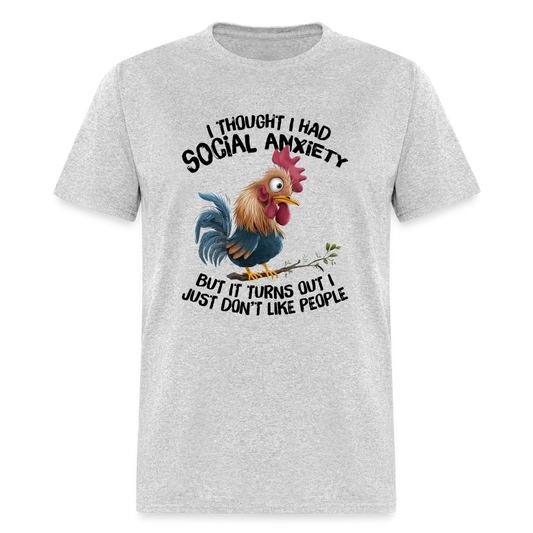 Turns Out I Just Don't Like People T-Shirt (Funny Chicken Tee) - Color: heather gray