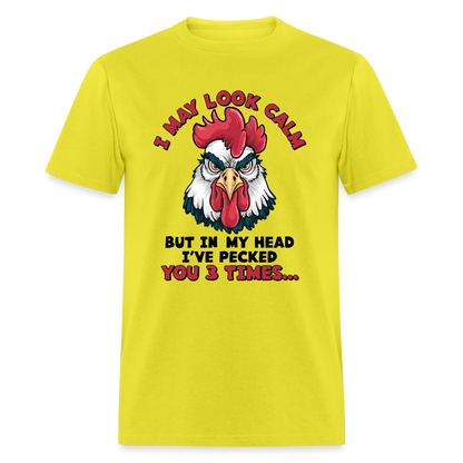 In My Head I Pecked You Three Times T-Shirt (Funny Chicken Tee) - yellow