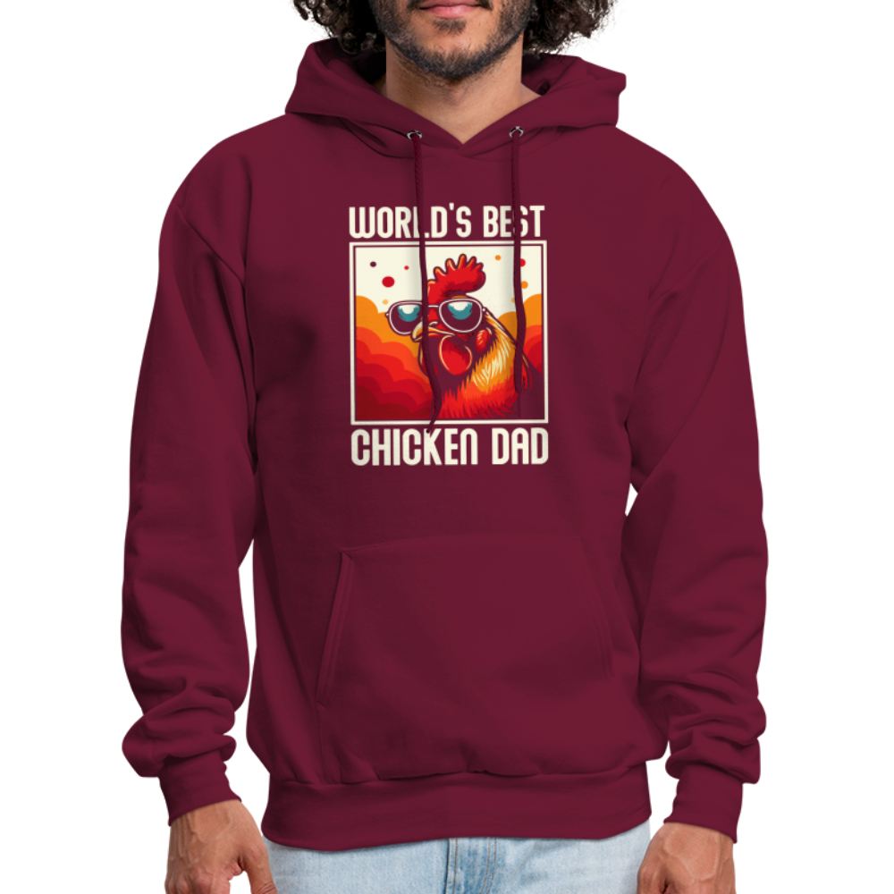 World's Best Chicken Dad Hoodie (Funny Chicken) - burgundy