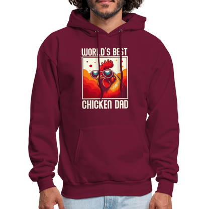 World's Best Chicken Dad Hoodie (Funny Chicken) - burgundy