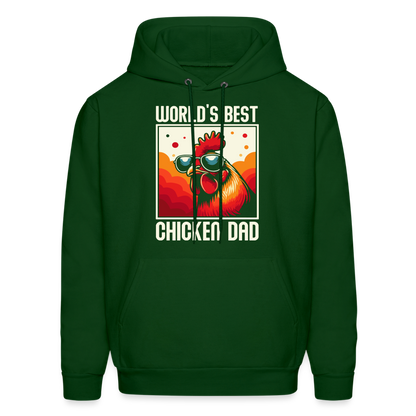 World's Best Chicken Dad Hoodie (Funny Chicken) - forest green