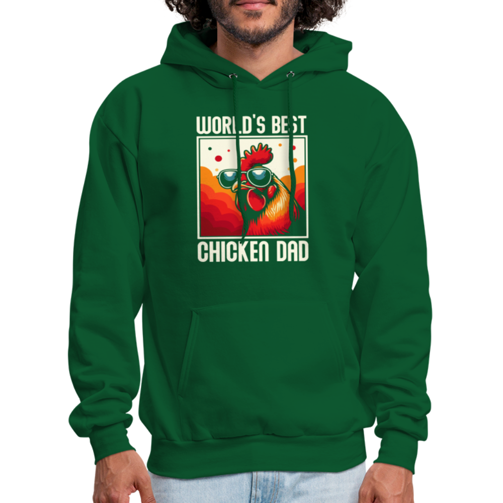 World's Best Chicken Dad Hoodie (Funny Chicken) - forest green