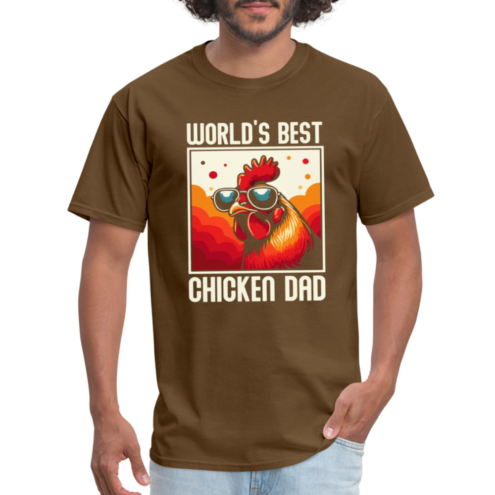 World's Best Chicken Dad T-Shirt (Funny Chicken Tee) - brown