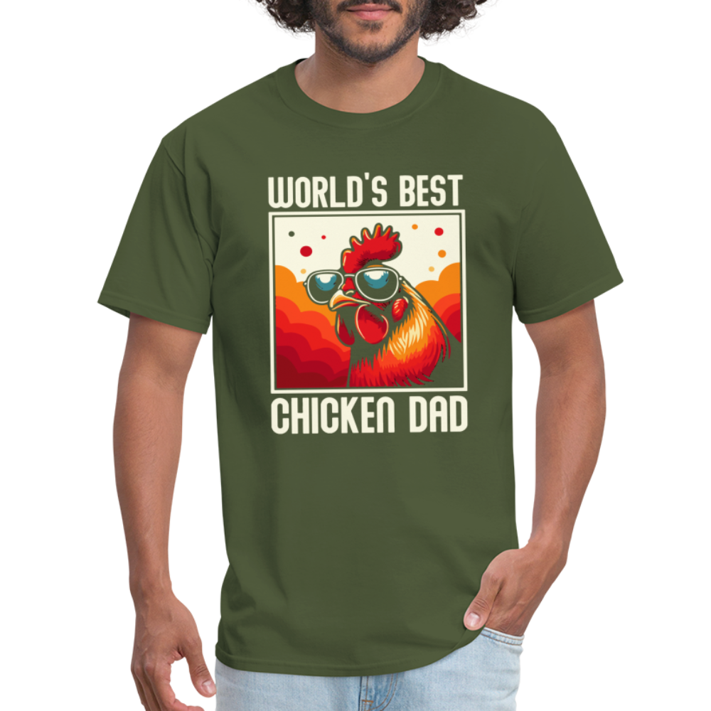 World's Best Chicken Dad T-Shirt (Funny Chicken Tee) - Color: military green