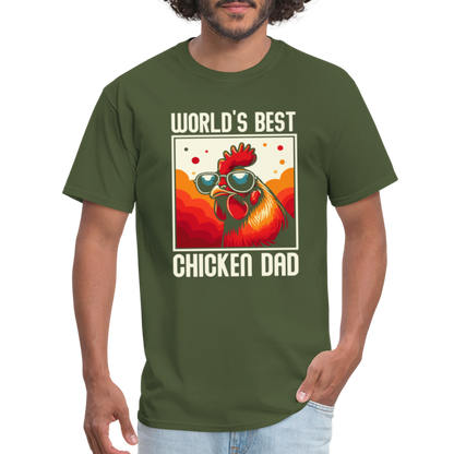 World's Best Chicken Dad T-Shirt (Funny Chicken Tee) - Color: military green