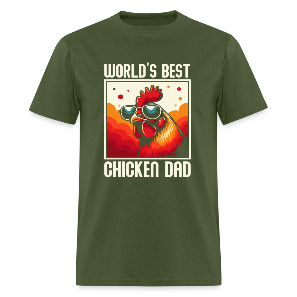 World's Best Chicken Dad T-Shirt (Funny Chicken Tee) - Color: heather black