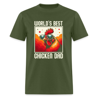 World's Best Chicken Dad T-Shirt (Funny Chicken Tee) - Color: heather black