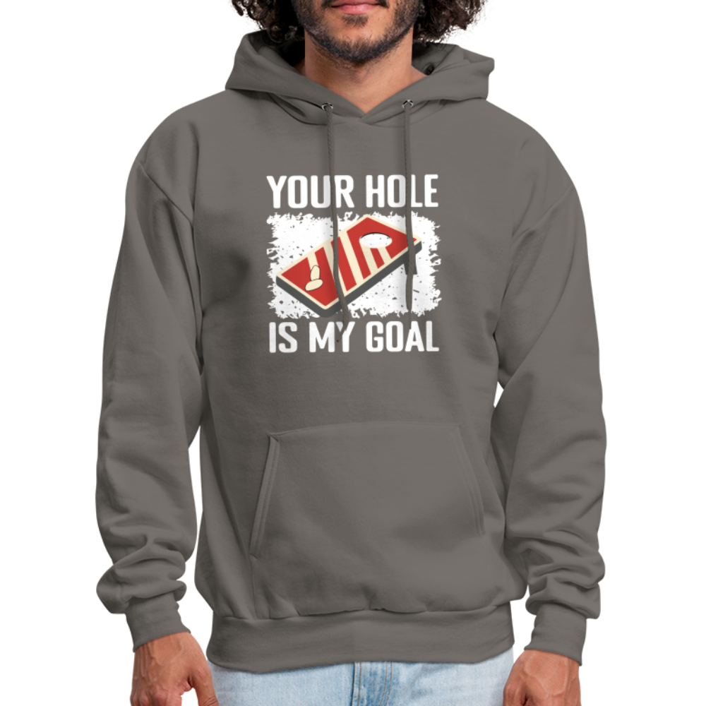 Your Hole Is My Goal (Cornhole) Hoodie - Color: asphalt gray