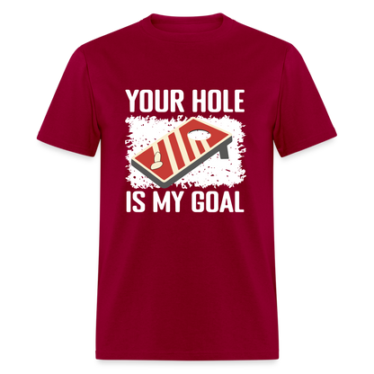 Your Hole Is My Goal (Cornhole) T-Shirt - Color: heather black