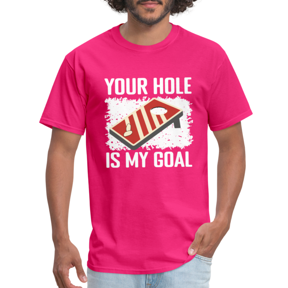 Your Hole Is My Goal (Cornhole) T-Shirt - Color: heather black