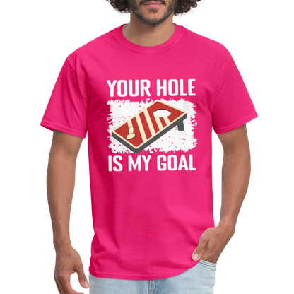 Your Hole Is My Goal (Cornhole) T-Shirt - Color: heather black