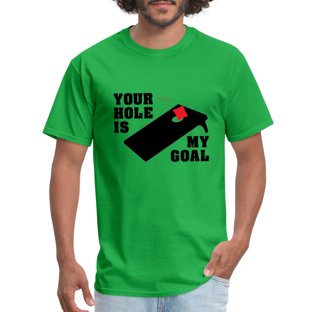 Your Hole Is My Goal T-Shirt (Cornhole) - Color: bright green