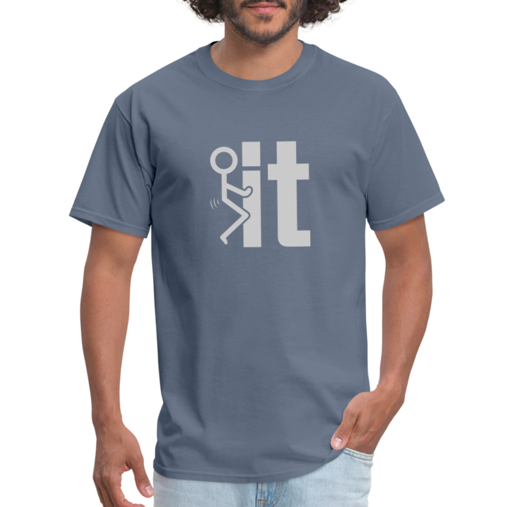 F it T-Shirt (Funny Carefree Tee) Color: denim