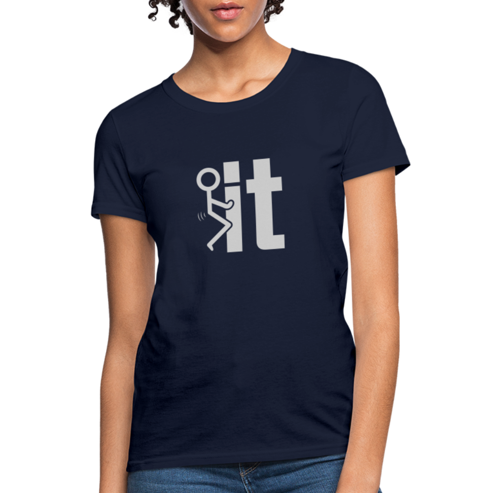 F it Women's T-Shirt (Funny & Carefree Tee for Women) - Color: navy