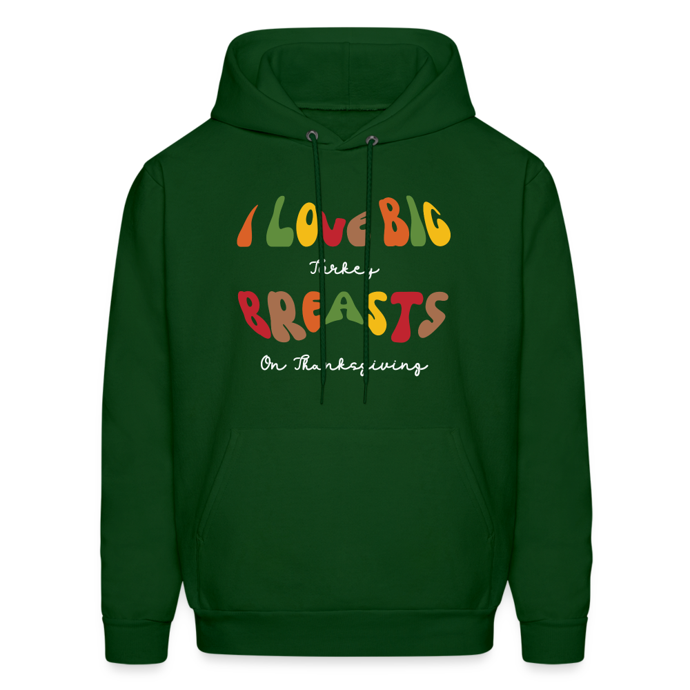 I Love Big Turkey Breasts on Thanksgiving Hoodie - Color: charcoal grey