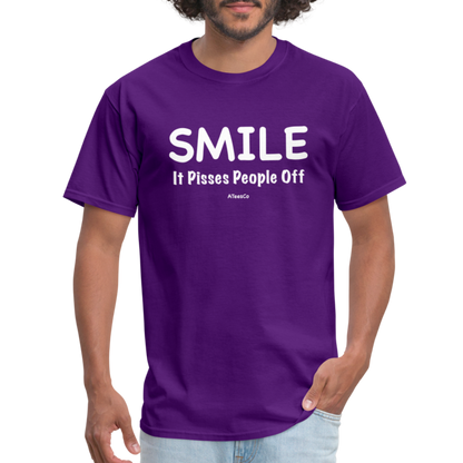 Smile It Pisses People Off T-Shirt - purple