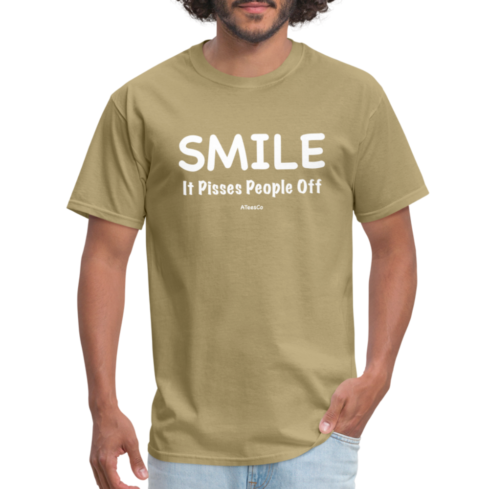 Smile It Pisses People Off T-Shirt - Color: khaki