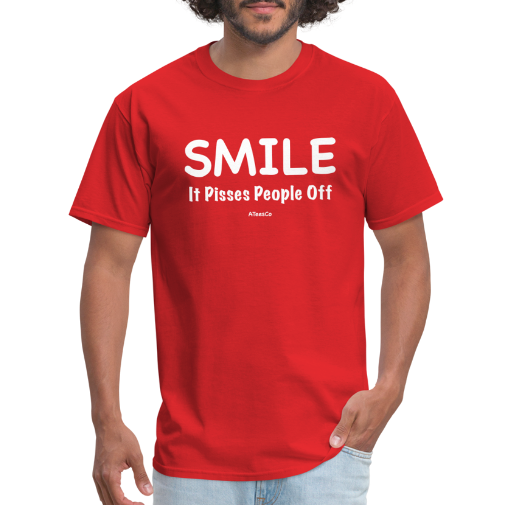 Smile It Pisses People Off T-Shirt - Color: red