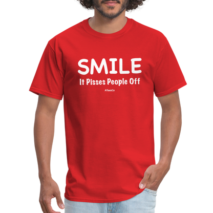 Smile It Pisses People Off T-Shirt - Color: red