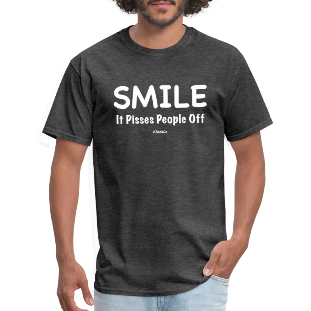 Smile It Pisses People Off T-Shirt - Color: heather black