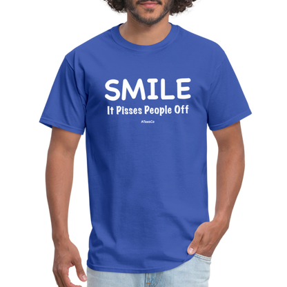 Smile It Pisses People Off T-Shirt - Color: royal blue