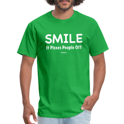 Smile It Pisses People Off T-Shirt - bright green