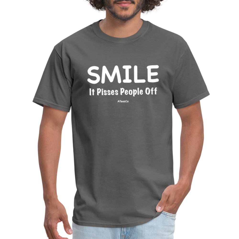 Smile It Pisses People Off T-Shirt - Color: charcoal