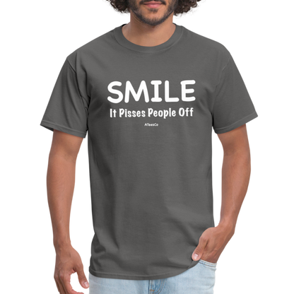 Smile It Pisses People Off T-Shirt - Color: charcoal