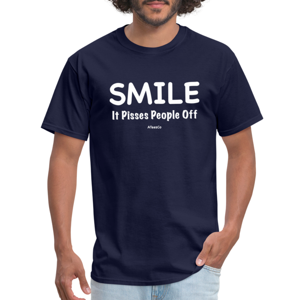 Smile It Pisses People Off T-Shirt - navy