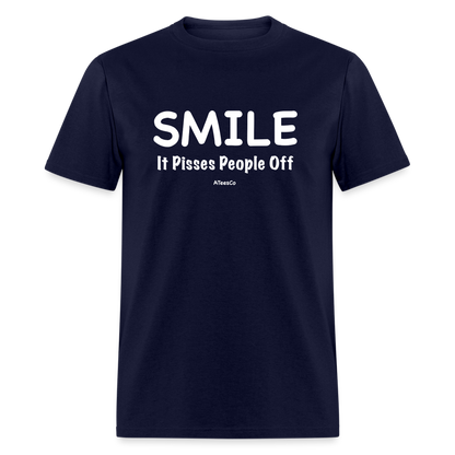 Smile It Pisses People Off T-Shirt - navy